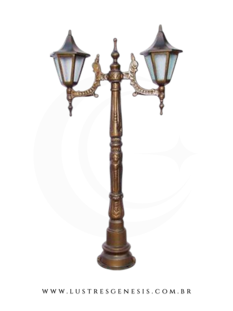 Poste de Ilumina&ccedil;&atilde;o externa Cl&aacute;ssico Retro 1,13m estrutura robusta em alum&iacute;nio fundido para jardim e fachada